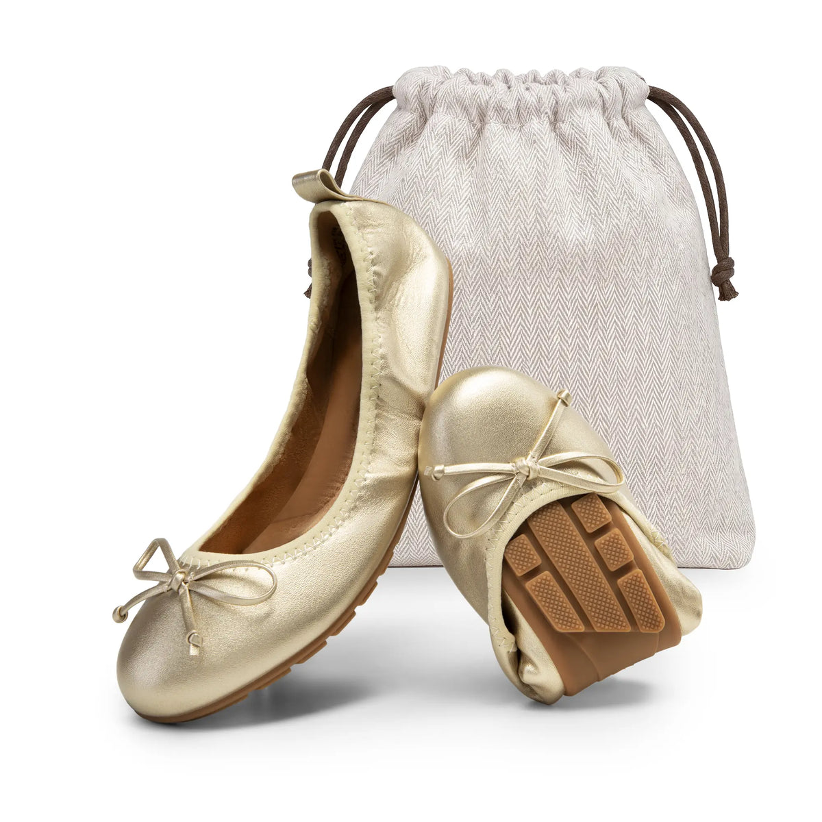 Women's Foldable Ballet Flats with Bow Detail and Round Toe [YQT:ULO-260917-005:f47e732d7826dbfa]