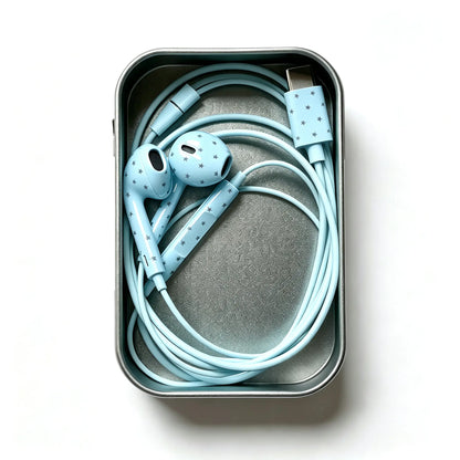 USB-C Wired Earbuds with Star and Polka Dot Designs in Multiple Colors [YQT:ULO-260916-008:4d3b0a0beaf9ba26]