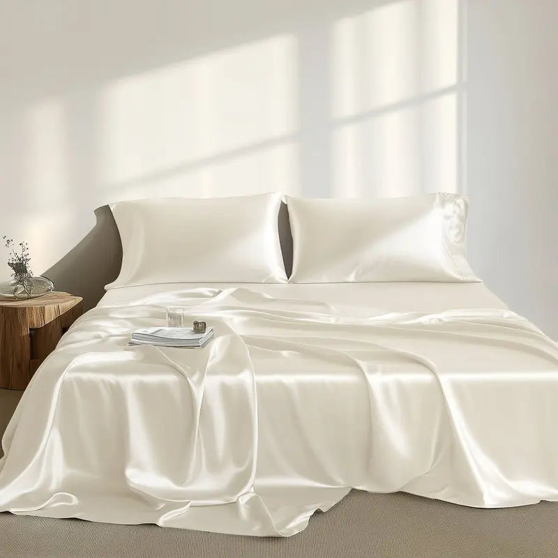 Six-Piece Solid Color Satin Bedding Set with Sheets and Pillowcases [YQT:ULO-261006-007:16ac090d9ca4d23c]