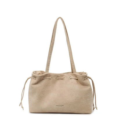 Women's Retro Drawstring Tote Bag with Double Shoulder Straps and Interior Pocket [YQT:ULO-260918-002:c00c5e7f11698552]
