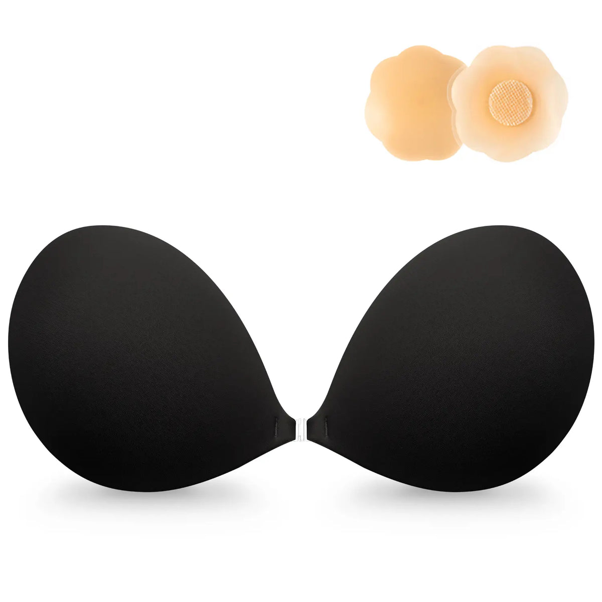 Strapless Adhesive Bra with Contoured Cups and Clear Front Clasp [YQT:ULO-260917-001:794421b6df8301c2]