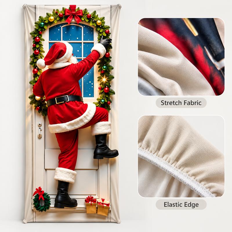 Christmas and Halloween Stretch Fabric Door Cover with Elastic Edges [YQT:ULO-261027-001:3ba72fede3dd99b0]
