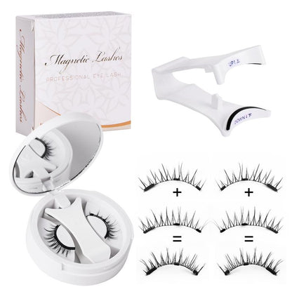 Magnetic False Eyelash Kit with Applicator and Round Mirror Storage Case [YQT:ULO-261006-005:6742ba3e7d53c169]