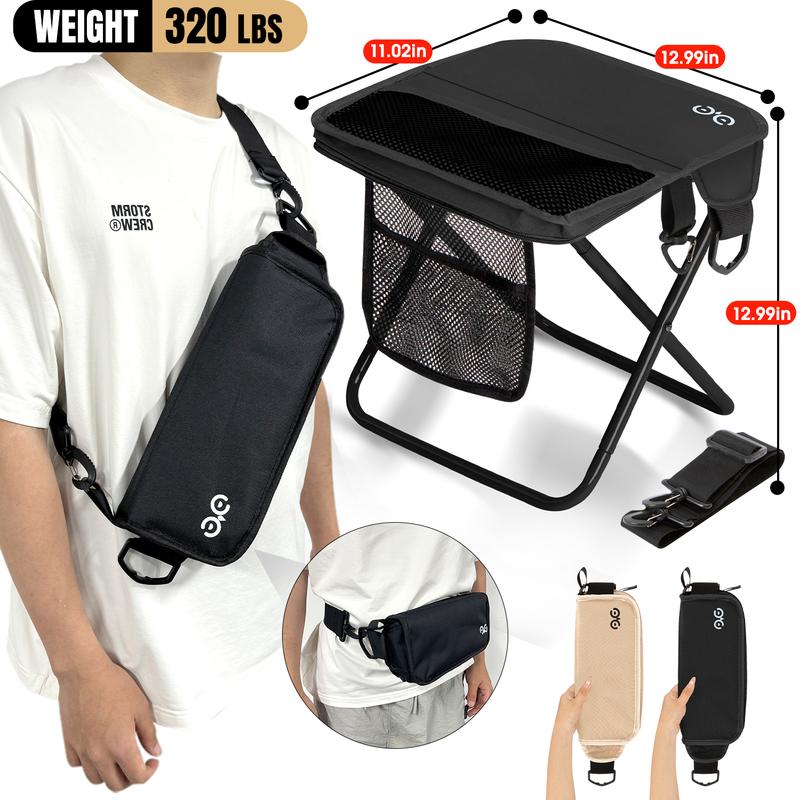 Portable Folding Camping Stool with Mesh Storage Pocket and Carry Strap [YQT:ULO-261029-001:fd0d5fe32792a122]