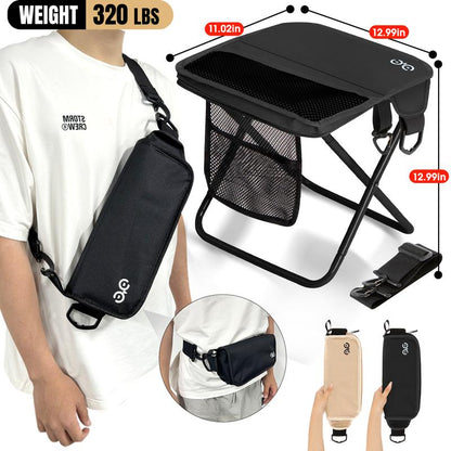 Portable Folding Camping Stool with Mesh Storage Pocket and Carry Strap [YQT:ULO-261029-001:fd0d5fe32792a122]