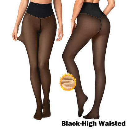 Women's Fleece Lined Sheer Look Tights in Classic and High Waisted Styles [YQT:ULO-261019-005:665a97cfcbf3d898]