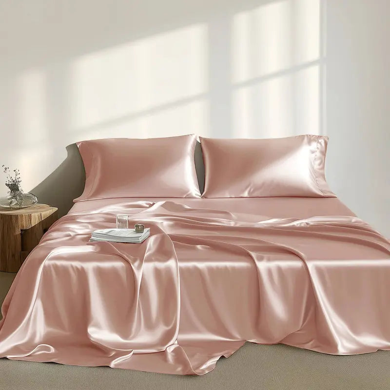 Six-Piece Solid Color Satin Bedding Set with Sheets and Pillowcases [YQT:ULO-261006-007:65baf67e0245e75e]
