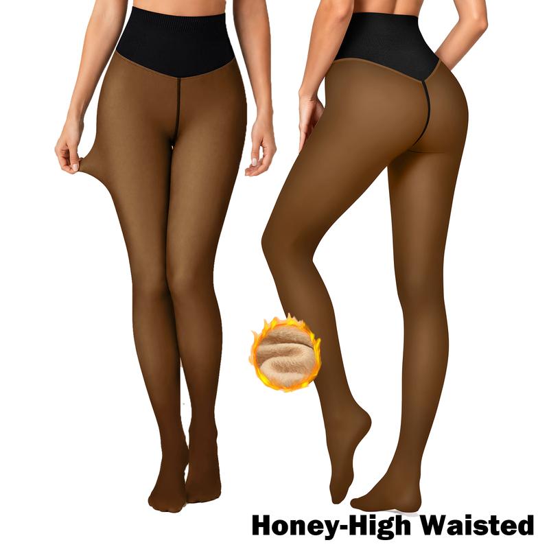Women's Fleece Lined Sheer Look Tights in Classic and High Waisted Styles [YQT:ULO-261019-005:465cd20957eb767d]