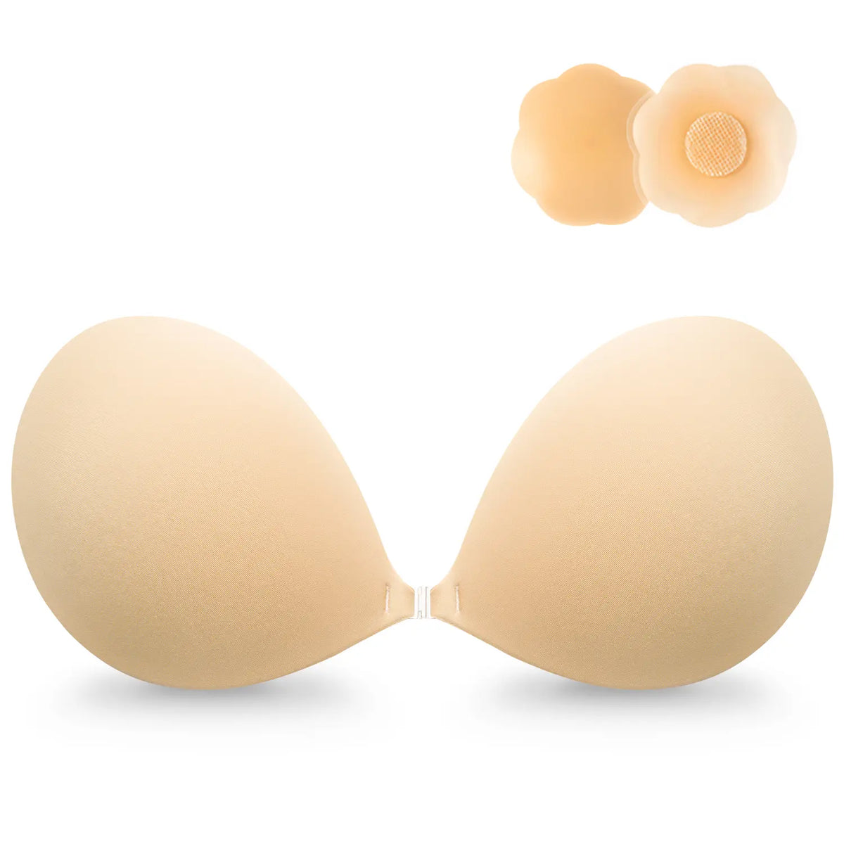 Strapless Adhesive Bra with Contoured Cups and Clear Front Clasp [YQT:ULO-260917-001:ff56c1d8668acbad]