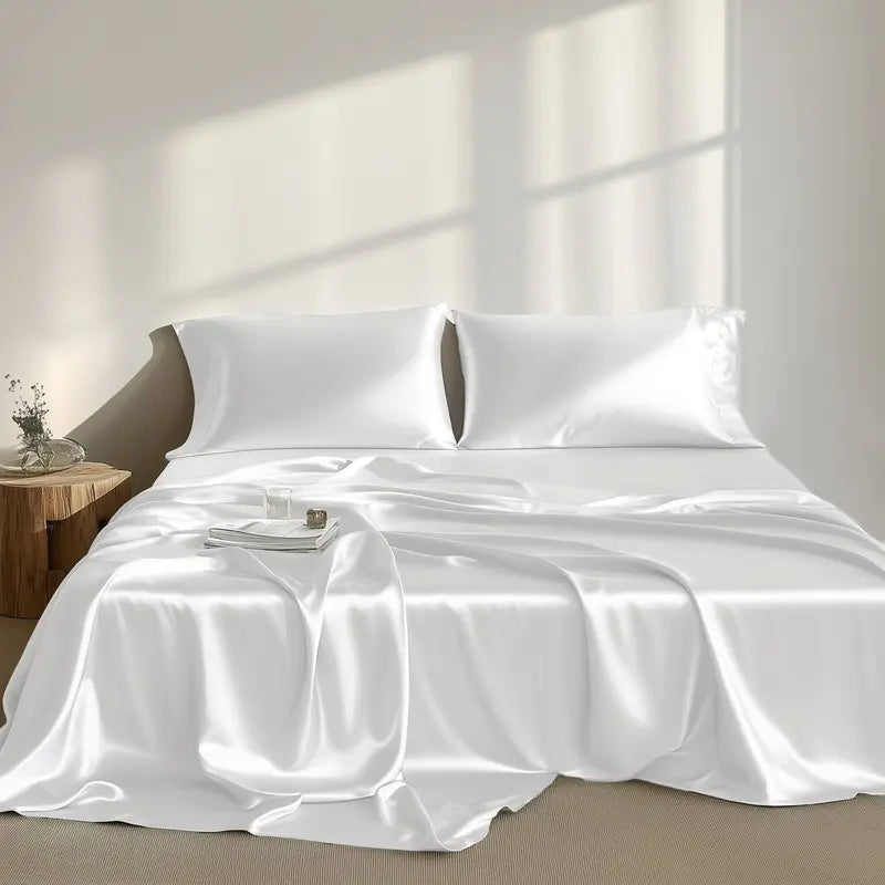Six-Piece Solid Color Satin Bedding Set with Sheets and Pillowcases [YQT:ULO-261006-007:238313c5cd245c19]