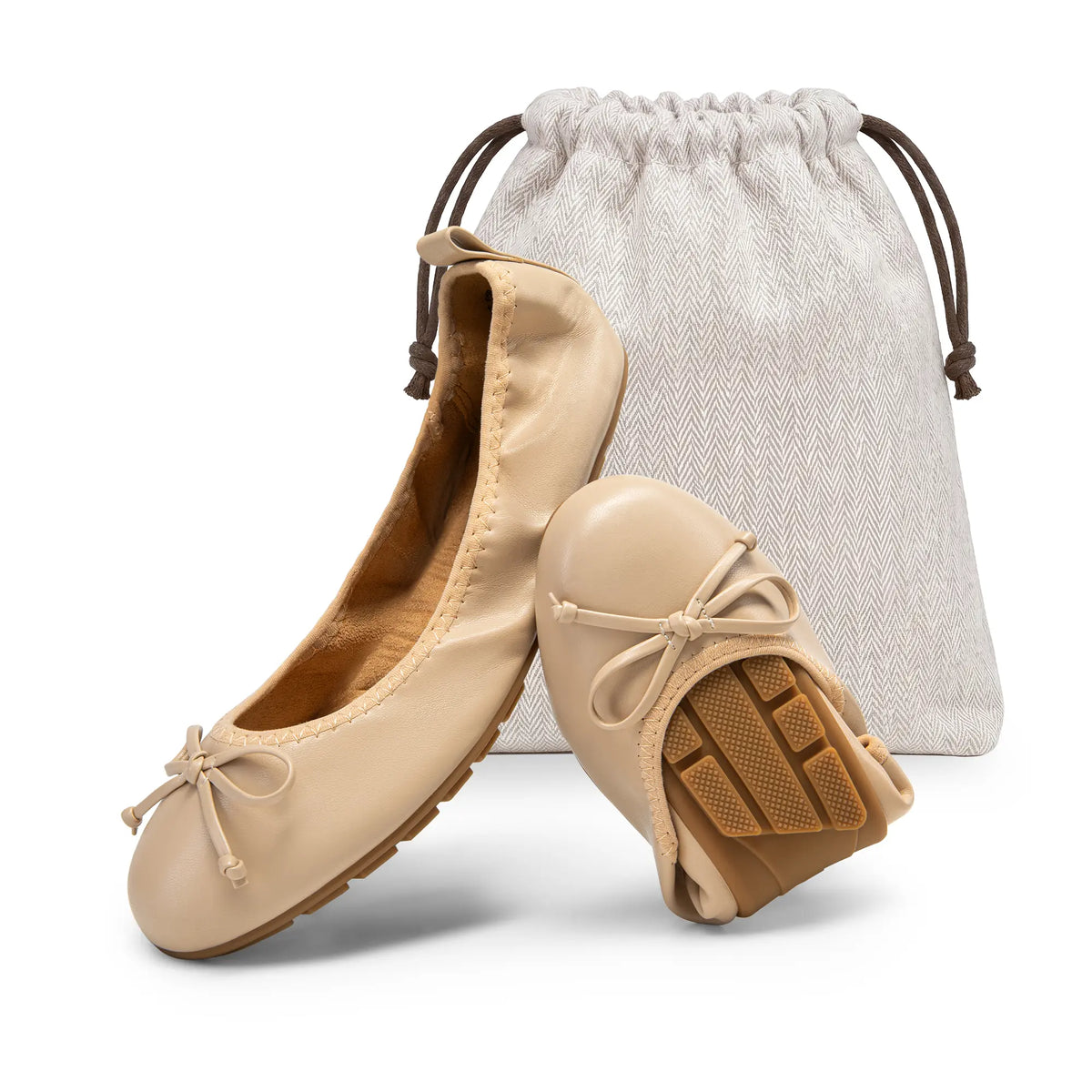 Women's Foldable Ballet Flats with Bow Detail and Round Toe [YQT:ULO-260917-005:fc7095b60c7b486b]