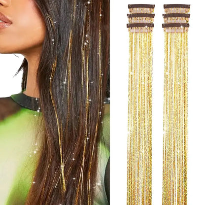 24 Inch Clip In Glitter Hair Tinsel Extensions for Parties and Festivals [YQT:ULO-260915-001:5fb609b668815886]