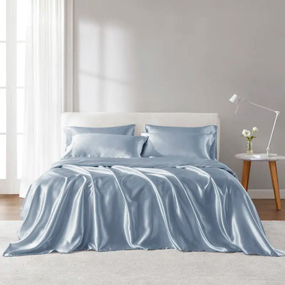 Six-Piece Solid Color Satin Bedding Set with Sheets and Pillowcases [YQT:ULO-261006-007:8b1e4d5cfa57095b]