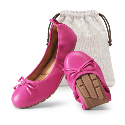 Women's Foldable Ballet Flats with Bow Detail and Round Toe [YQT:ULO-260917-005:043c17c272c23d0e]