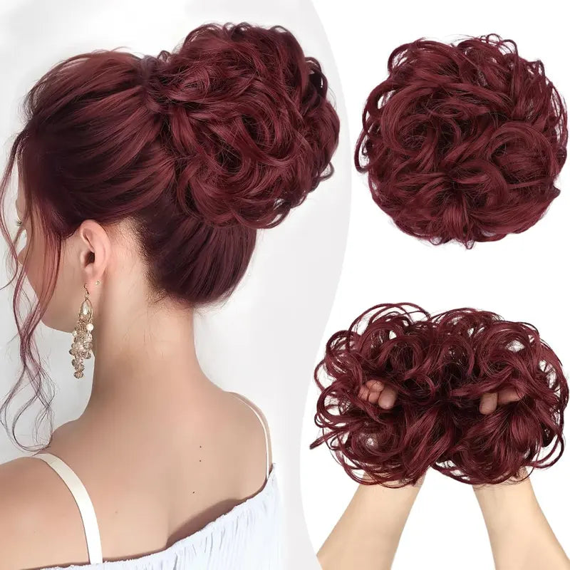 Wavy Curly Messy Bun Hair Scrunchie with Elastic Band for Updos [YQT:ULO-261006-006:bc85bf74e0e21456]