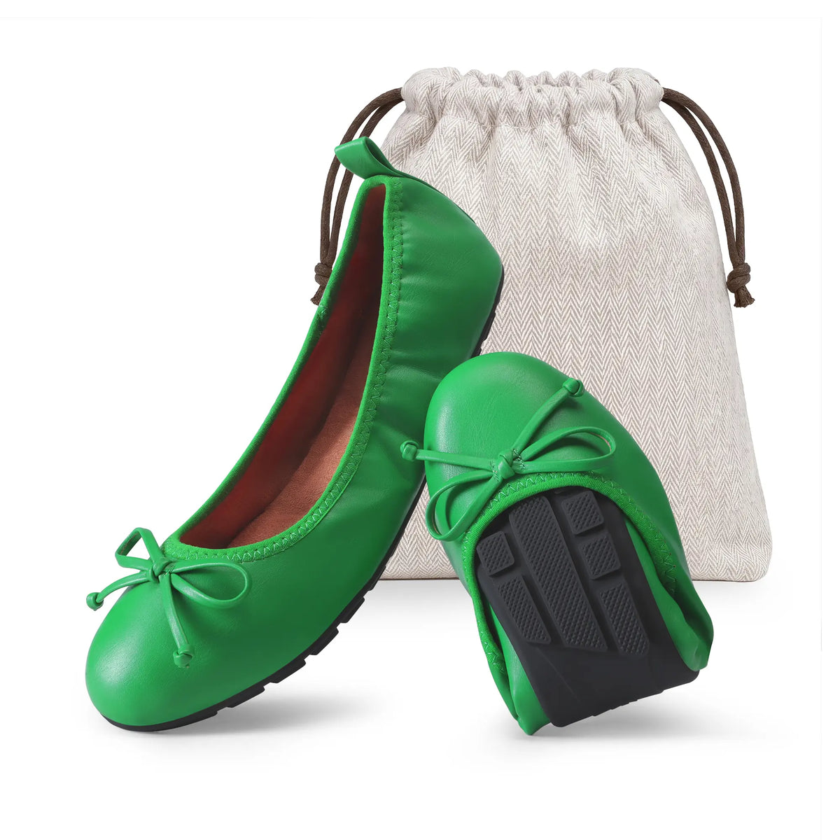 Women's Foldable Ballet Flats with Bow Detail and Round Toe [YQT:ULO-260917-005:b9c6b65066f1cb16]