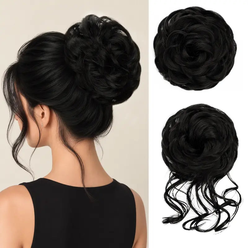 Wavy Curly Messy Bun Hair Scrunchie with Elastic Band for Updos [YQT:ULO-261006-006:8138e33a315c454c]