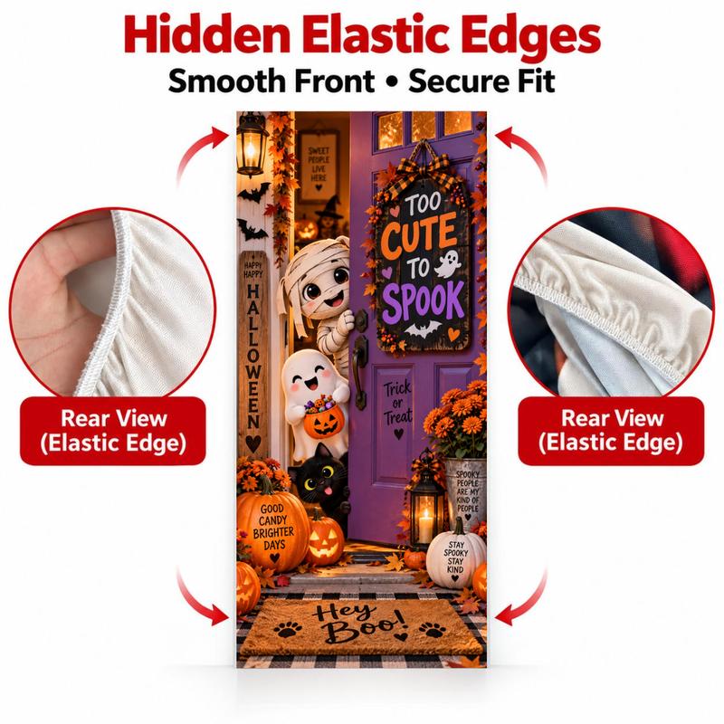 Christmas and Halloween Stretch Fabric Door Cover with Elastic Edges [YQT:ULO-261027-001:405284cc35371048]