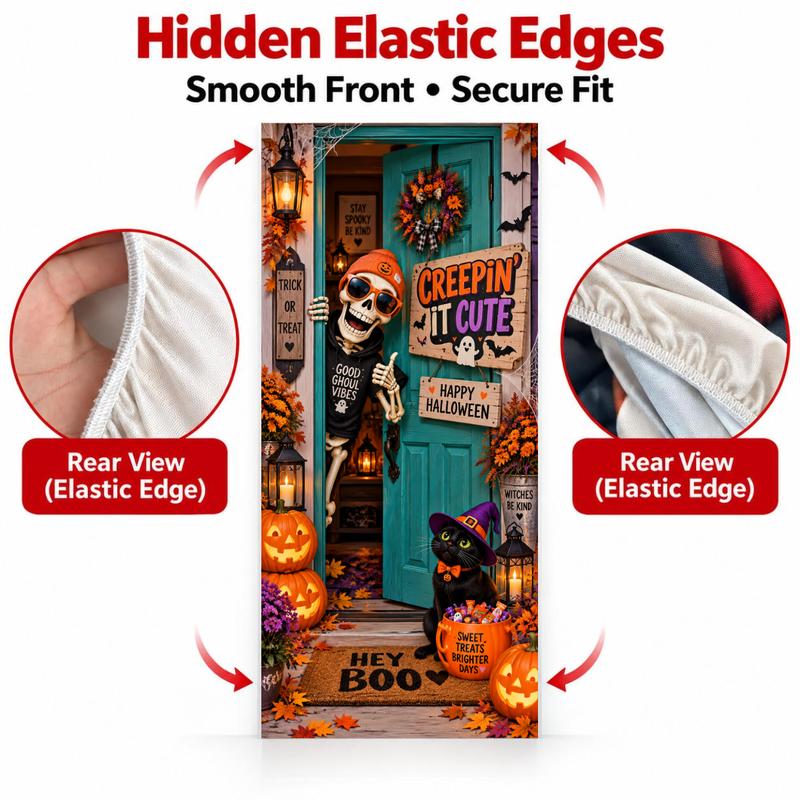 Christmas and Halloween Stretch Fabric Door Cover with Elastic Edges [YQT:ULO-261027-001:618b0028426b9910]
