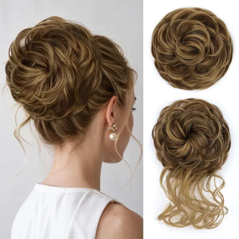 Wavy Curly Messy Bun Hair Scrunchie with Elastic Band for Updos [YQT:ULO-261006-006:1d8590c2aaa48c5c]