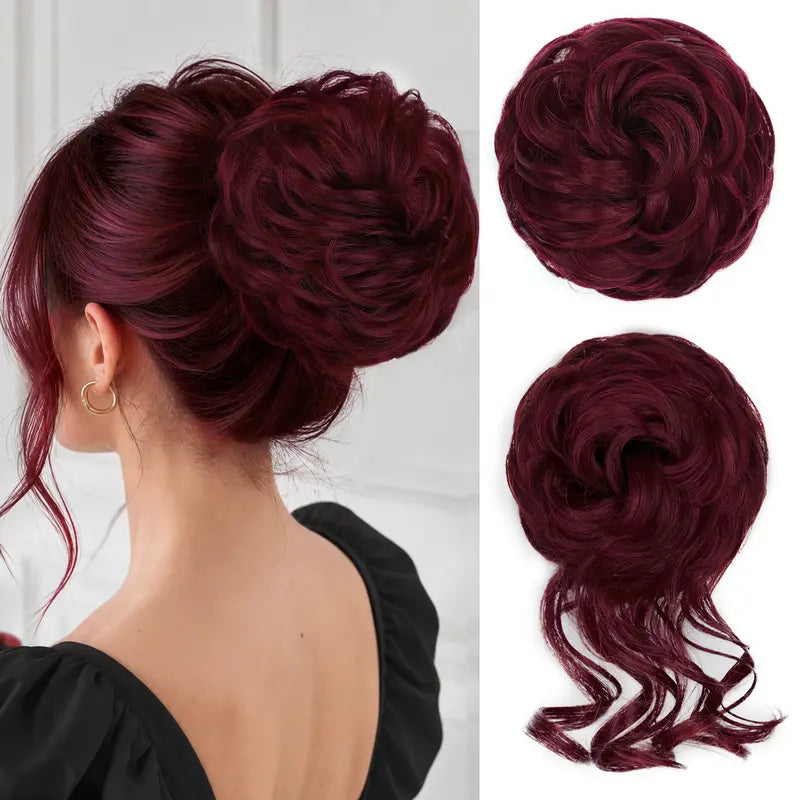 Wavy Curly Messy Bun Hair Scrunchie with Elastic Band for Updos [YQT:ULO-261006-006:6f59ef64bd1fc3be]