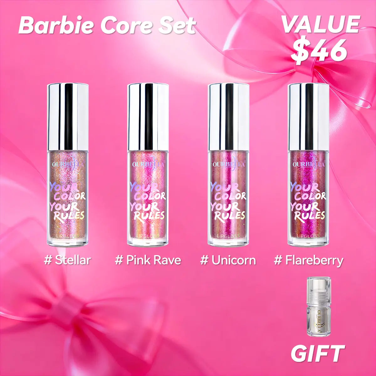 Ourbella Glitter Lip Gloss with Shimmering Color and High Shine Finish [YQT:ULO-260912-003:5604edac824b38a7]