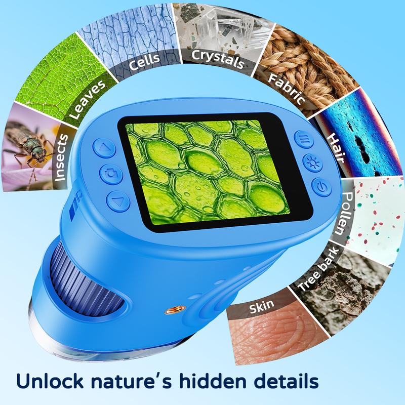 【2027 Upgrade】SEEKID 1000X Handheld Microscope for Kids with 4K 2.0\" Screen, Photo & Video Camera, Rechargeable and Portable, a Fun STEM Gift & Birthday Present for Ages 3+,back to school
