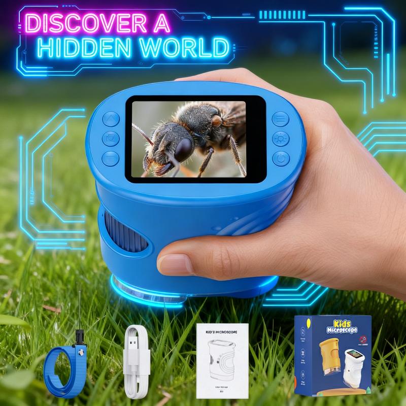【2027 Upgrade】SEEKID 1000X Handheld Microscope for Kids with 4K 2.0\" Screen, Photo & Video Camera, Rechargeable and Portable, a Fun STEM Gift & Birthday Present for Ages 3+,back to school