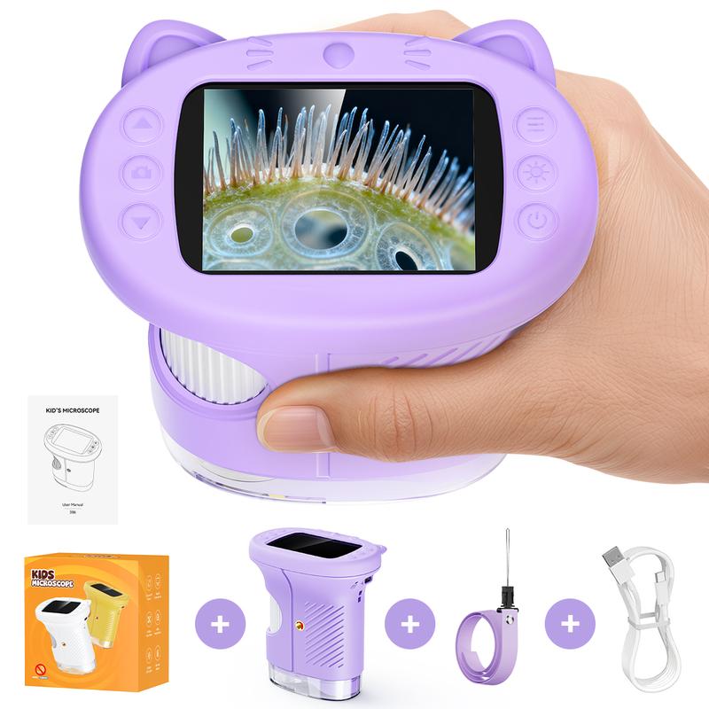 【2027 Upgrade】SEEKID 1000X Handheld Microscope for Kids with 4K 2.0\" Screen, Photo & Video Camera, Rechargeable and Portable, a Fun STEM Gift & Birthday Present for Ages 3+,back to school