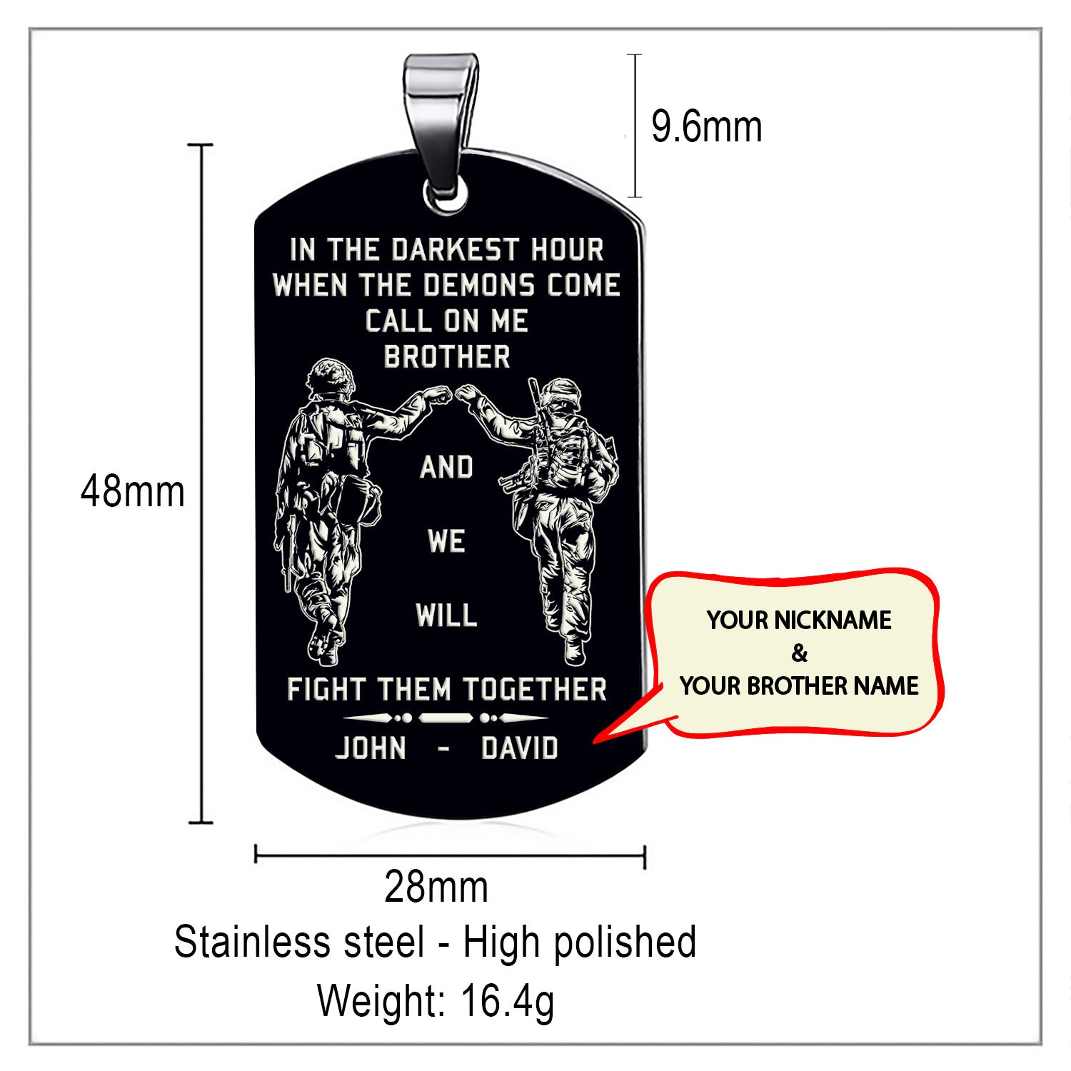 Knights Templar Call on Me Brother Dog Tag Pendant Military Necklace - atsknskgift - atsknskgift